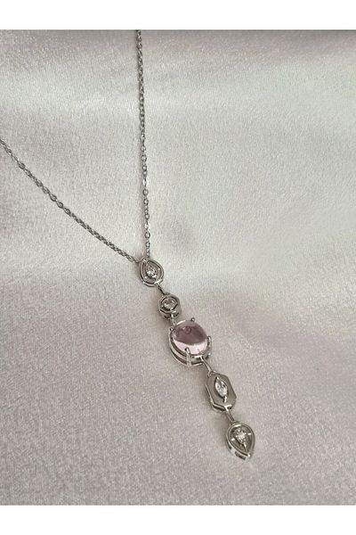 aayak&kabımofficial Colored Stone Model Steel Y Necklace – Y Shaped, Colored Stone, Hypoallergenic