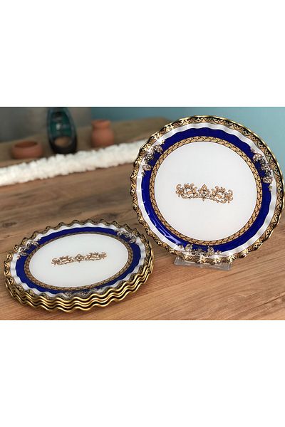 B&M Crown Patterned Curved Serving Plate 6 Pieces