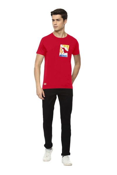 LAUREN SMITH Men’s Premium Textured Cotton Lycra Round Neck T-Shirt with High Definition Logo - Luxury Casual Tee