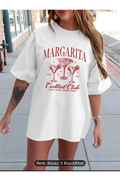 ELZE MODA A Quality Premium Margarita Printed Women's Oversize Tshirt