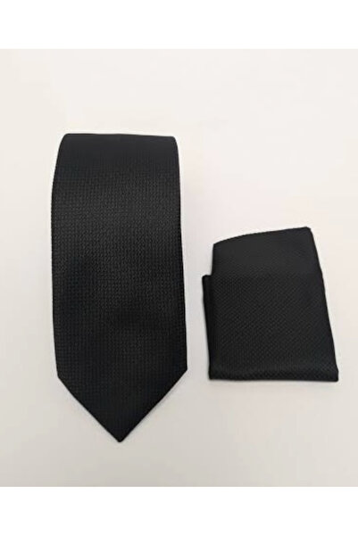 MFS Siyah mendilli kravat
