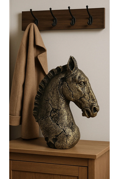 Eymen Hobi Eskitme Altın Renk Dokulu At Hediyelik Biblo At Figürü Ev Ofis Hed...