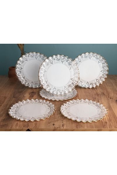 B&M Gold Lace Patterned Curved Serving Plate 6 Pieces