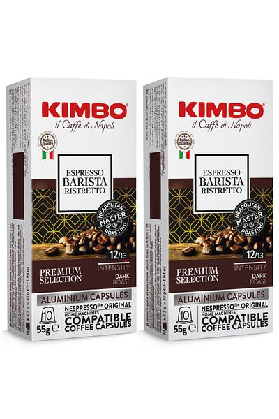 Kimbo Espresso Barista Ristretto Nespresso Compatible Capsule Coffee (Aluminum) (in Box of 10) (Set of 2)