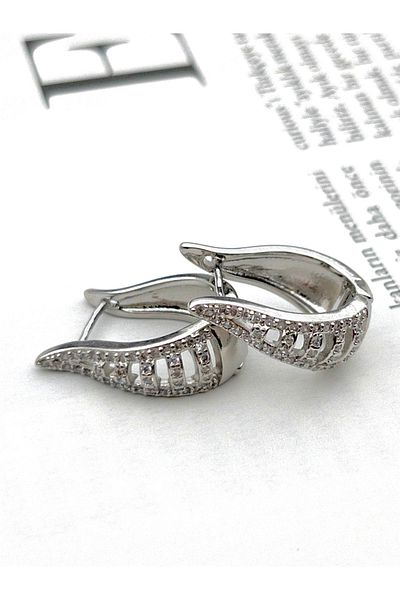 Siya Silver Zircon Stone Water Drop Steel Earrings - 2.1 cm