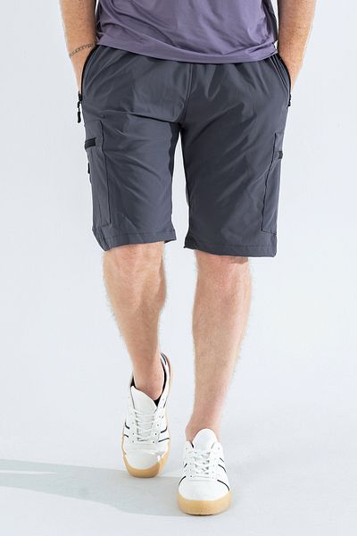 Souris Ανδρικό γκρι αναπνεύσιμο ύφασμα Lycra με 5 τσέπες Outdoor Cargo Capri σορτς