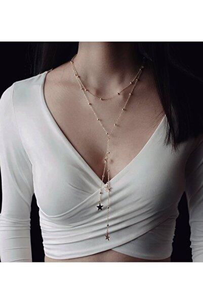 MYSTERY TAKI AKSESUAR قلادة متعددة الطبقات على شكل سلسلة من أعلى