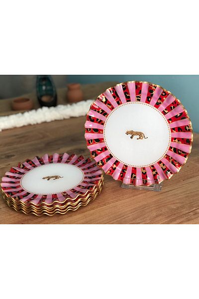 B&M Wild Chic Patterned Curved Serving Plate 6 Pieces