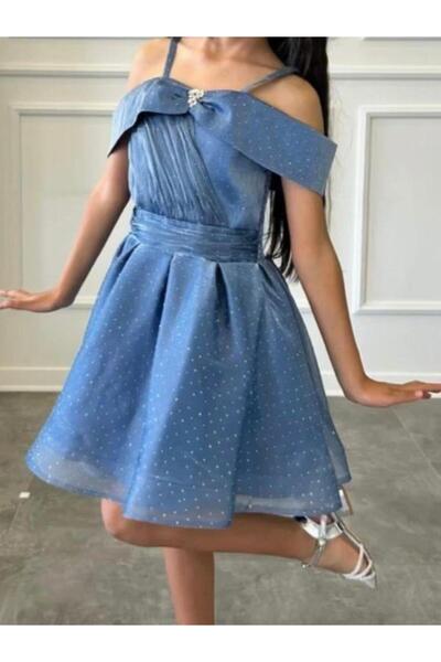 Zekids Rochie de seara cu design cu mâneci prințesă cu pietre pentru fetiță