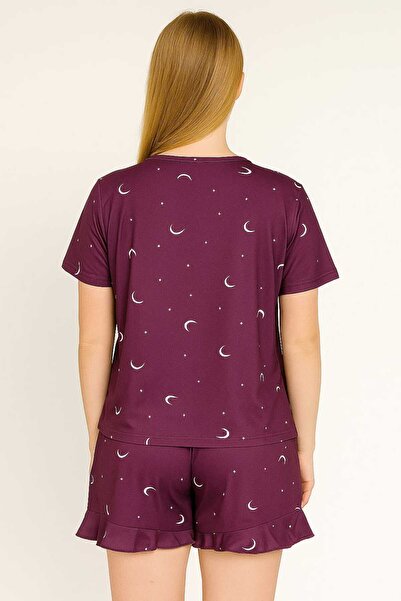 unbranded Moon and Star Pattern Short Sleeve Shorts Women's Pajama Set