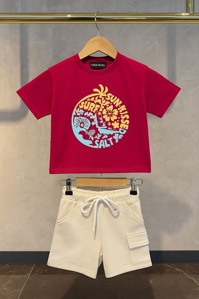 vera kids Printed Cargo Pocket Shorts Children's Suit