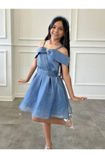 Zekids Rochie de seara cu design cu mâneci prințesă cu pietre pentru fetiță