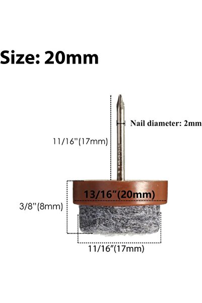 GENERAL Gutap 40pcs Round Heavy Duty Nail-on Anti-Sliding Felt Pad for Furniture Chair Table Leg Feet Floor