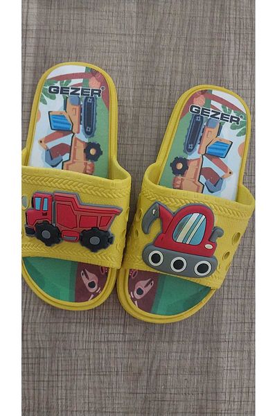 GEZER Yellow Truck Summer Children's Slippers Non-Slip Sole