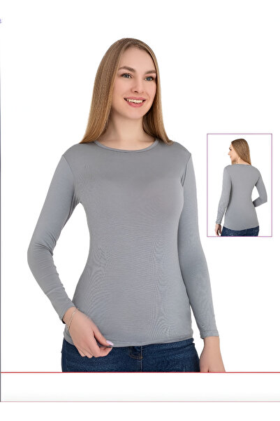Altınay Women's Long Sleeve Crew Neck Luxury Fabric Body