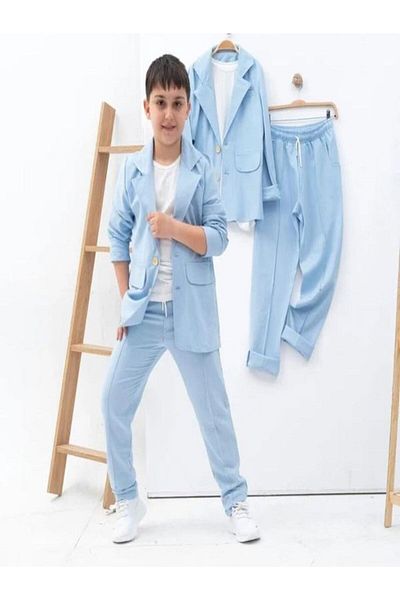 NİSAY BOUTİQUE Boy's Pocket and Button Detailed Summer Seasonal Trend Stylish 3-Piece Set for Festivals and Celebrations