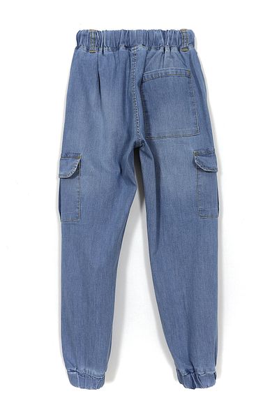 DobaKids Lace-up Cargo Pocket Boy Jogger Τζιν Τζιν Παντελόνι Μπλε 001-0002064