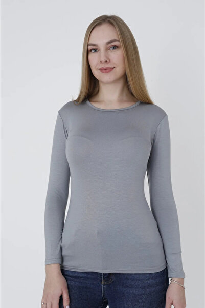 Altınay Women's Long Sleeve Crew Neck Luxury Fabric Body