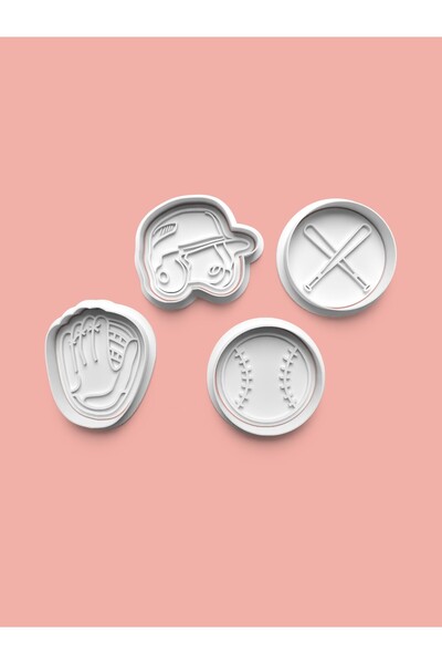 AKTASTORE قالب كوكيز البيسبول وقالب عجينة السكر مجموعة من 4 قطع