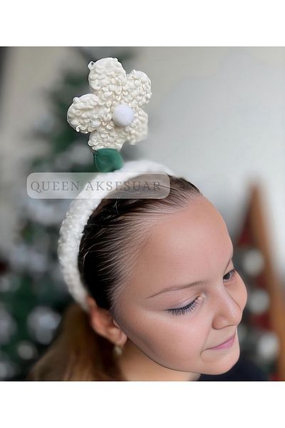 QUEEN AKSESUAR Movable Spring Cute White Daisy Flower Crown Female Child Crown 3 Size