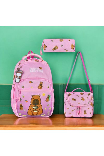 JOJO KIDS Girl child's kindergarten backpack, waterproof, 3-piece set, thermal feeding.