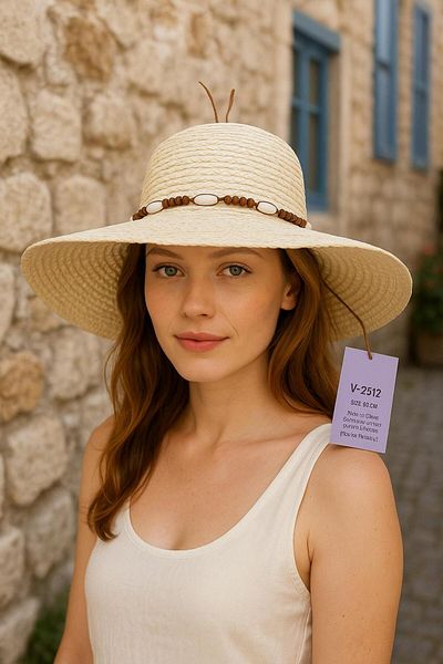 kabancım Women's Seashell Bead Detailed Straw Hat