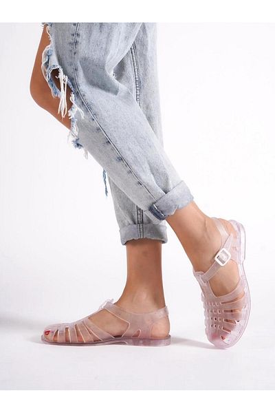 PLN SHOES Jelly Glitter Transparent Women's Sandals