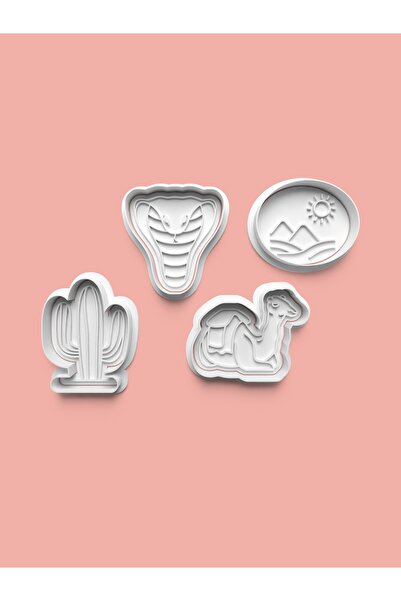 AKTASTORE قالب كوكيز بتصميم الصحراء وقالب عجينة السكر، مجموعة من 4 قطع 0384-set