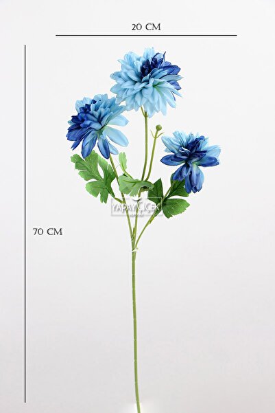 Yapay Çiçek Deposu Yapay 3lü Gardenya Dalı 70 cm Mavi
