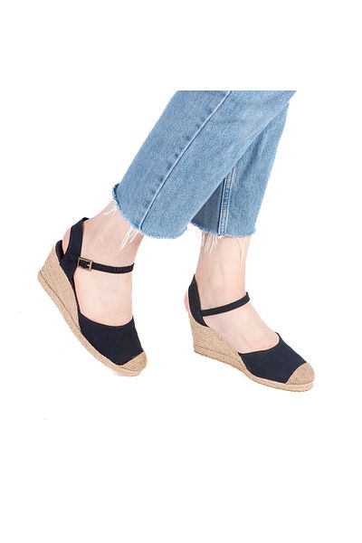 Star Tombis Open Heel Straw Toe Ankle Strap Wedge Heel Linen Straw Women's Espadrille
