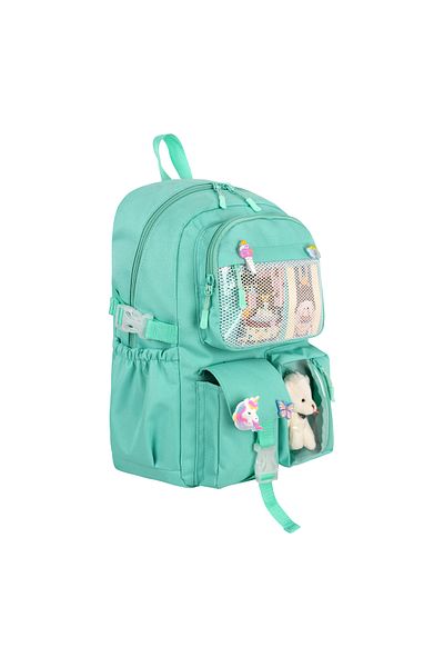 CANLOOR Kawaii Korean Style School Bag with Accessories Girls and Boys Backpack Water Green