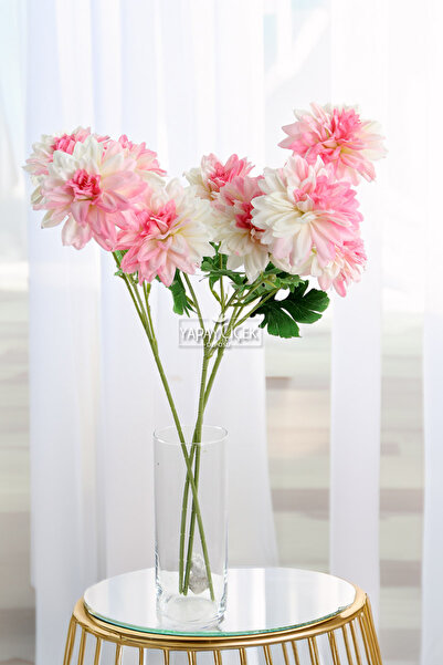 Yapay Çiçek Deposu Yapay 3lü Gardenya Dalı 70 cm Pembe - Krem