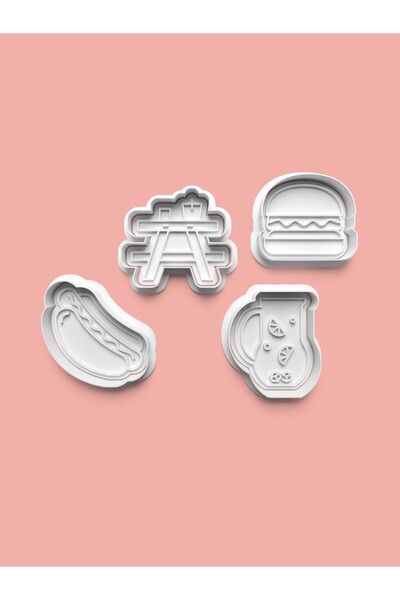 AKTASTORE قالب كوكيز همبرغر للوجبات السريعة وقالب عجينة السكر مجموعة من 4 قطع