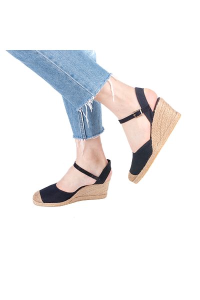 Star Tombis Open Heel Straw Toe Ankle Strap Wedge Heel Linen Straw Women's Espadrille