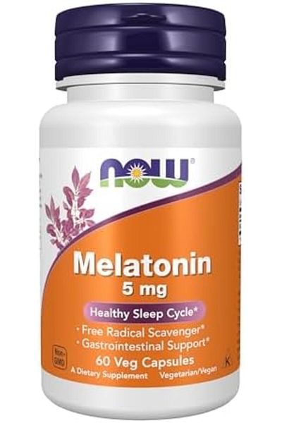 Now Foods Supplements, Melatonin 5 mg, Free Radical Scavenger*, Healthy Sleep Cycle*, 60 Veg Capsule