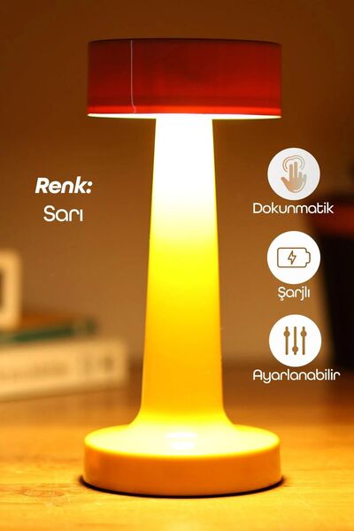 Soft Kare Dokunmatik Şarjlı Masa Lambası 3 MOD İskandinav Ambiyans Çalışma Okuma Işığı Lamba