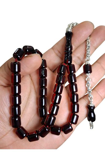 Cekke Tesbih Squeeze Amber 9*10 mm Baked Stick Squeeze Daily Use Prayer Beads