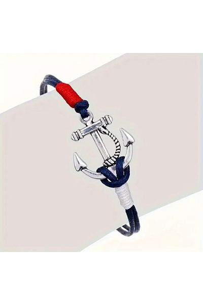 Accessories Vanilla Avenue Navy Blue Red Sailor Anchor Rope Bohemian Style Daily Use Bracelet