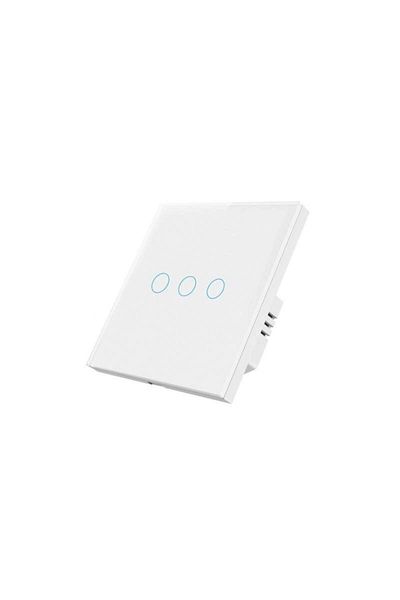 SIKS Triple Touch Light Switch Made of Tempered Glass, Touch Screen, Elegant, 3 Phases, White