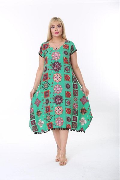 MG Tile Pattern Plus Size Dress