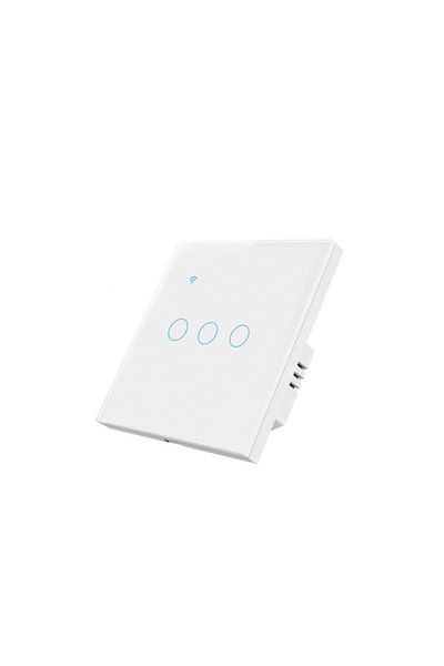 SIKS Smart Double Touch Light Switch, Wi-Fi, 3 Illuminated Buttons, Tempered Glass