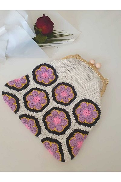 NEXT LİFE STORE Knitted Wooden Scholarship Motif Portfolio Bag