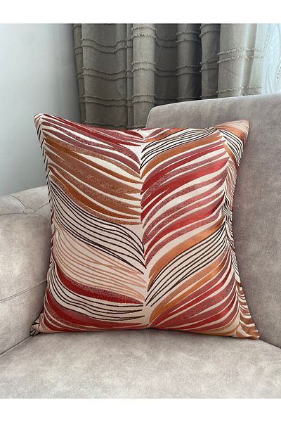 YOUC Design Kirlent Cover Leaf Patterned 40X40 First Quality Fabric Special Handwork
