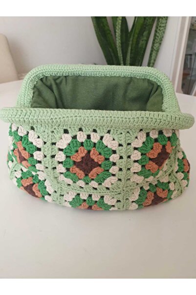 NEXT LİFE STORE Hand Knitted Colorful Motif 22 cm Scholarship Bag