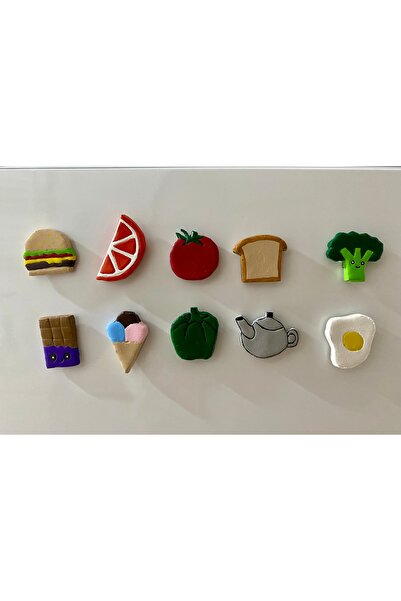 NO BRAND El Yapımı Renkli Seramik Magnet Seti - 10'lu