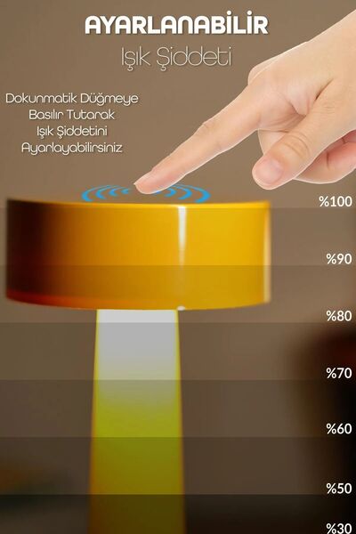 Soft Kare Dokunmatik Şarjlı Masa Lambası 3 MOD İskandinav Ambiyans Çalışma Okuma Işığı Lamba