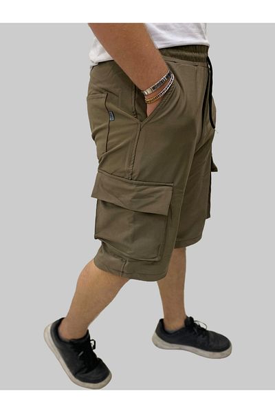daniel milano Men's Sers Cotton Regular Fit Parachute Cargo Pocket Light Khaki Capri