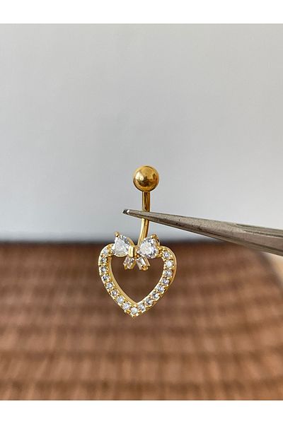 Rupen Kraft 316 L Surgical Steel Bow Model Zircon Stone Navel Piercing