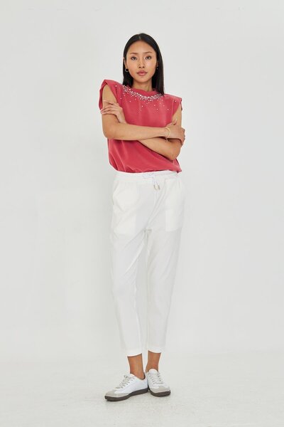 TIFFANY&TOMATO Beli Lastikli Cepli Pantolon