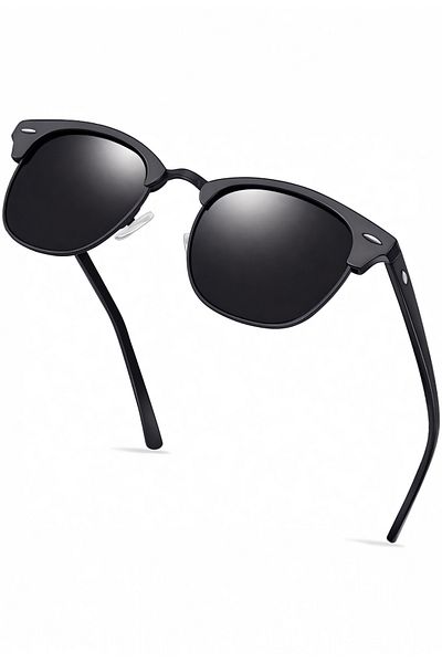 BAPPİR Unisex Sunglasses Clubmuster Frame Black